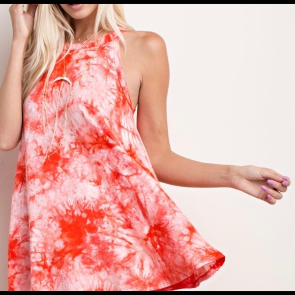 Orange and White Tie Dye Tank - Picture 2 of 6